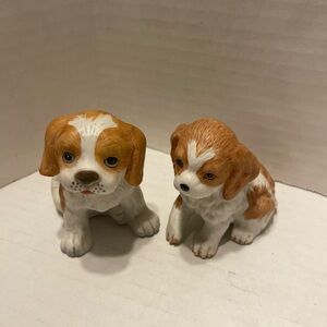 Ceramic vintage Homco Dog Figurines - Brown and White
